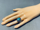 Signed Vintage Native American Navajo Spiderweb Turquoise Sterling Silver Ring-Nativo Arts