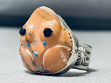 Important Ben Begaye (d) Vintage Native American Navajo Sterling Silver Turquoise Toad Ring-Nativo Arts