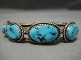 Stunning Vintage Native American Navajo Old Kingman Turquoise Sterling Silver Bracelet Old-Nativo Arts