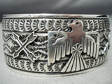Important Sunny Reeves Native American Navajo Sterling Silver Thunderbird Bracelet-Nativo Arts