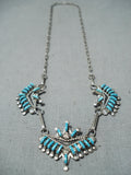 Attractive Vintage Native American Zuni Sleeping Beauty Turquoise Sterling Silver Necklace Old-Nativo Arts