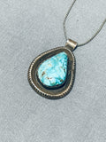 Attractive Vintage Native American Navajo Pilot Mountain Turquoise Sterling Silver Necklace-Nativo Arts