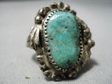 Magnificent Vintage Native American Navajo Turquoise Sterling Silver Ring Old-Nativo Arts