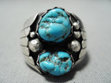 Marvelous Vintage Navajo Turquoise Sterling Silver Ring Native American Old-Nativo Arts