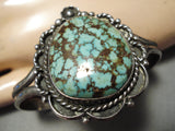 So Vivid!! Vintage Native American Navajo Carico Lake Turquoise Sterling Silver Bracelet Old-Nativo Arts