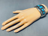 Sturdy Heavy Vintage Native American Navajo Turquoise Sterling Silver Bracelet Cuff-Nativo Arts