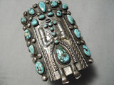 Best Vintage Native American Navajo Carico Lake Turquoise Kachina Sterling Silver Bracelet Old-Nativo Arts