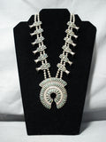 Rare Vintage Native American Navajo Royston Turquoise Sterling Silver Squash Blossom Necklace-Nativo Arts