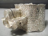 Native American Cathy Whitman Huge Vintage Sterling Silver Heart Pillbox Bracelet Cuff-Nativo Arts