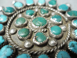 Marvelous Vintage Native American Navajo Cerrillos, Kingman Turquoise Sterling Silver Pin Old-Nativo Arts