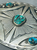 Peters Family Vintage Native American Navajo Turquoise Sterling Silver Buckle Old-Nativo Arts