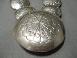 One Of The Best Hand Tooled Flat Bead Sterling Silver Native American Navajo Vintage Necklace-Nativo Arts