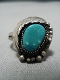 Incredible Vintage Navajo Green Turquoise Sterling Silver Native American Ring-Nativo Arts