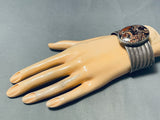 Important Vintage Native American Navajo Mosaic Japser Sterling Silver Bracelet Old-Nativo Arts