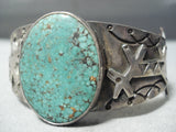 Paul Yellowhorse Vintage Native American Navajo Green Spider Turquoise Sterling Silver Bracelet-Nativo Arts