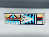 Native American Advanced Stone Work Vintage Navajo Contemporist Sterling Silver Bracelet-Nativo Arts