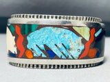 Incredible Brownbear Vintage Turquoise Sterling Silver Inlay Bracelet-Nativo Arts
