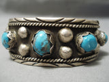 High Grade Vintage Native American Navajo Persin Turquoise Sterling Silver Bracelet Old-Nativo Arts