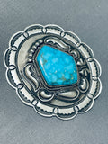 Kirk Smith Very Important Vintage Native American Navajo Turquoise Sterling Silver Pin-Nativo Arts