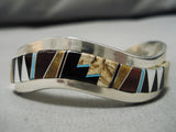 Quality Waving Vintage Native American Navajo Turquoise Brown Sterling Silver Bracelet-Nativo Arts