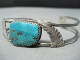 Fantastic Vintage Native American Navajo Pilot Mountain Turquoise Sterling Silver Bracelet Old-Nativo Arts