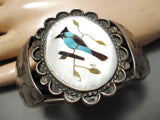 Native American Huge Vintage Navajo Turquoise Bluejay Sterling Silver Bracelet Cuff Old-Nativo Arts