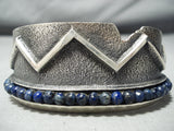 One Of The Best Vintage Native American Navajo Aaron Anderson Lapis Sterling Silver Bracelet-Nativo Arts