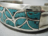 Exceptional Vintage Native American Navajo Turquoise Sterling Silver Bracelet Old-Nativo Arts