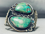 Gorgeous Vintage Native American Navajo 2 Huge Royston Turquoise Sterling Silver Bracelet-Nativo Arts