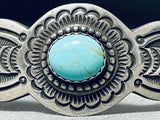 John Begay Vintage Native American Navajo Blue Gem Turquoise Sterling Silver Bracelet-Nativo Arts