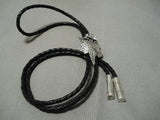 Symbolic Marvelous Native American Navajo Ben Yazzie Horned Toad Sterling Silver Bolo Tie-Nativo Arts