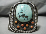 One Of Largest Vintage Native American Navajo Easterm Blue Turquoise Sterling Silver Bracelet-Nativo Arts