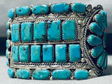 Colossal Signed Vintage Native American Navajo Turquoise Sterling Silver Bracelet-Nativo Arts