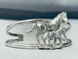 Native American Prancing Horses Vintage Southwest Sterling Silver Bracelet-Nativo Arts