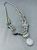 Signed Vintage Native American Navajo Sleeping Beauty Turquoise Sterling Silver Necklace-Nativo Arts