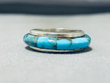 Unique Vintage Native American Navajo Turquoise & Spiny Oyster Eternity Band Ring-Nativo Arts