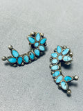 Native American Very Rare Vintage Zuni Dishta Turquoise Sterling Silver Unique Earrings-Nativo Arts