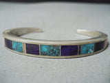 Important Ray Tracey Vintage Native American Navajo Turquoise Sugulite Sterling Silver Bracelet-Nativo Arts
