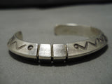 Wonderful Vintage Native American Navajo Riased Spine Stamped Sterling Silver Bracelet-Nativo Arts