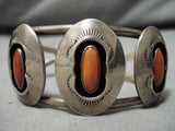 Magnificent Vintage Native American Navajo Oval Stamped Boxes Sterling Silver Bracelet Old-Nativo Arts