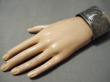 Early Hand Tooled Vintage Navajo Coin Silver Native American Bracelet Cuff-Nativo Arts
