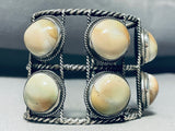 Heavy White Special Stone Vintage Southwest Sterling Silver Bracelet-Nativo Arts