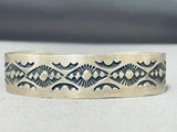 Fabulous Vintage Native American Navajo Handcarvings Sterling Silver Marie Thompson Bracelet-Nativo Arts