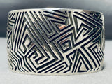Completely Hand Carved Native American Navajo Sterling Silver Maze Bracelet-Nativo Arts