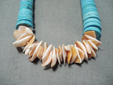 Native American Gorgeous Vintage Santo Domingo Turquoise and Shell Necklace-Nativo Arts