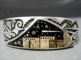 One Of The Most Unique Ever Native American Navajo Turquoise Sterling Silver Inlay Bracelet-Nativo Arts
