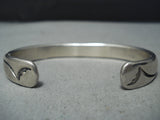 Authentic Heavy Vintage Native American Navajo Orville Tsinnie Sterling Silver Bracelet-Nativo Arts