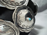 Very Old Vintage Native American Navajo Hand Tooled Sterling Silver Turquoise Concho Belt-Nativo Arts