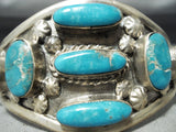 Museum Vintage Native American Navajo Morenci Turquoise Sterling Silver Bracelet Old-Nativo Arts