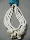 Native American Incredible Vintage Navajo Turquoise Nugget White Shell Necklace Old-Nativo Arts